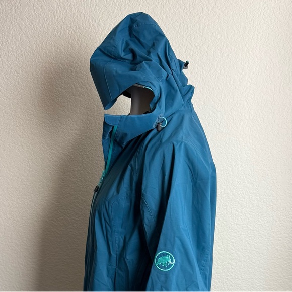 Mammut Drytech Premium Mountain Waterproof Jacket Medium Womens Blue Green New - Picture 4 of 12